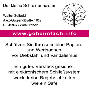 Geheimfach für Wertsachen Walter Seibold Schreinermeister